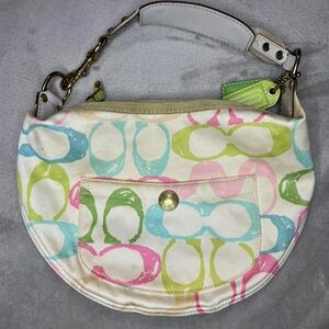 Vintage Coach Signature Monogram Hampton Pastel Scribble Hobo Bag